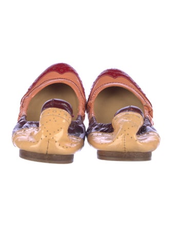 Miu Miu Patent Leather Colorblock Pattern Ballet Flats