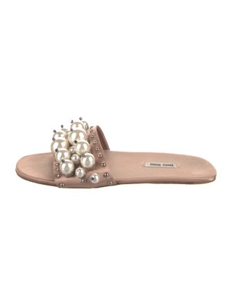 Miu Miu Satin Studded Accents Slides