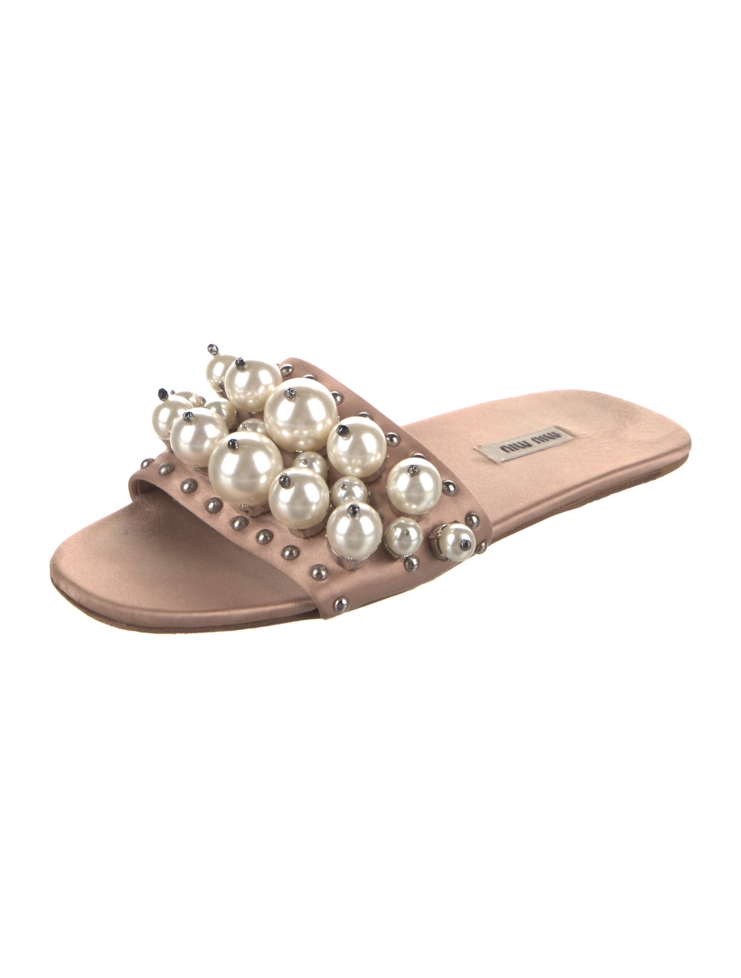 Miu Miu Satin Studded Accents Slides