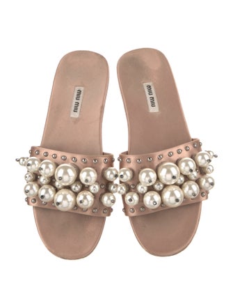 Miu Miu Satin Studded Accents Slides