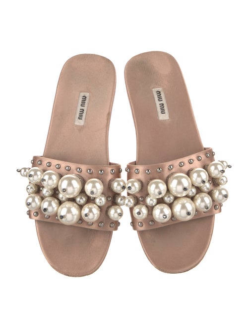 Miu Miu Satin Studded Accents Slides