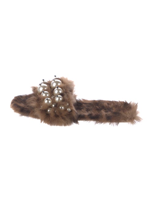 Miu Miu Faux Pearl Accents Fur Slides