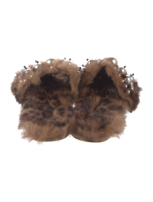 Miu Miu Faux Pearl Accents Fur Slides