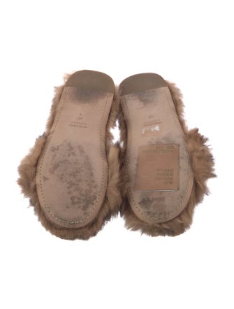Miu Miu Faux Pearl Accents Fur Slides