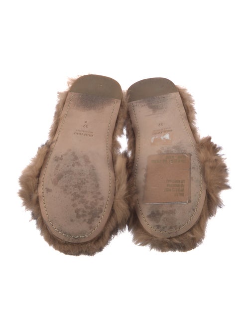 Miu Miu Faux Pearl Accents Fur Slides