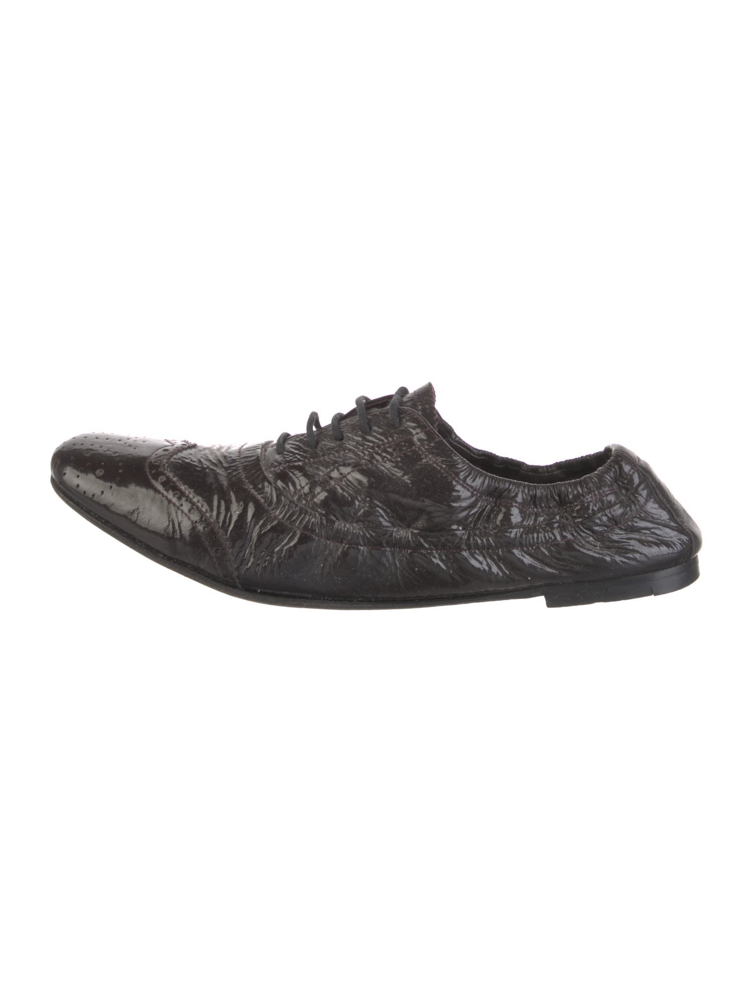Miu Miu Patent Leather Ruffle Embellishment Ballet Flats