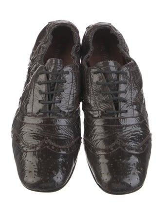 Miu Miu Patent Leather Ruffle Embellishment Ballet Flats