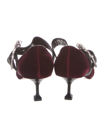 Miu Miu Faux Pearl Accents Velvet Pumps