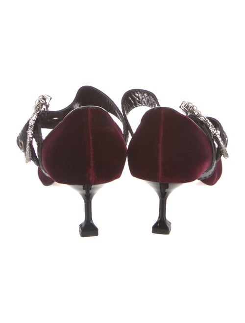Miu Miu Faux Pearl Accents Velvet Pumps