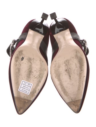 Miu Miu Faux Pearl Accents Velvet Pumps