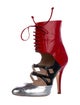 Miu Miu Leather Colorblock Pattern Lace-Up Boots