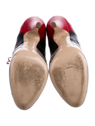 Miu Miu Leather Colorblock Pattern Lace-Up Boots