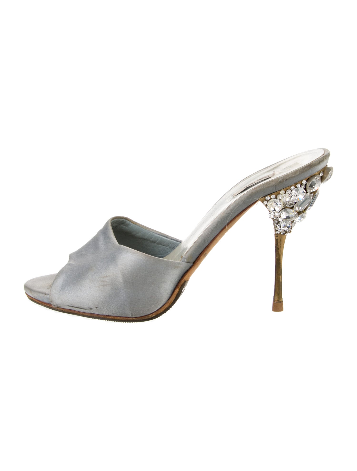 Miu Miu Satin Crystal Embellishments Slides