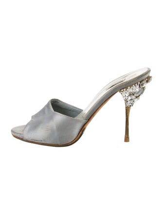 Miu Miu Satin Crystal Embellishments Slides