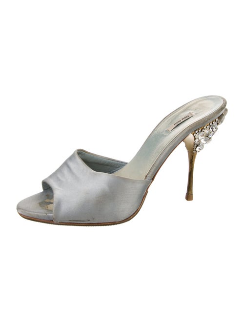 Miu Miu Satin Crystal Embellishments Slides