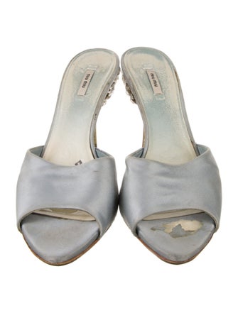 Miu Miu Satin Crystal Embellishments Slides