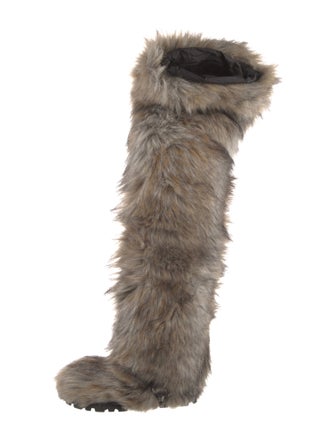 Miu Miu 2021 Faux Fur Lace-Up Boots
