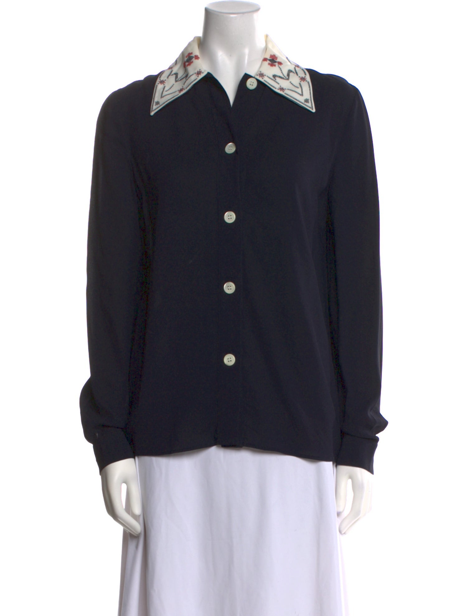 Miu Miu 2017 Long Sleeve Button-Up Top