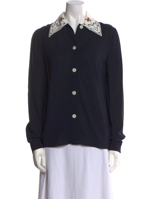 Miu Miu 2017 Long Sleeve Button-Up Top