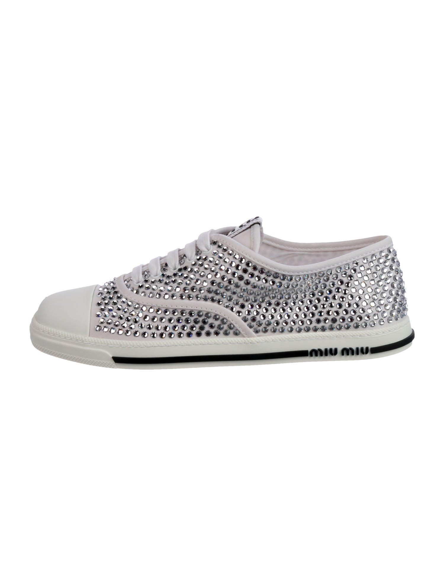 Miu Miu Canvas Crystal Embellishments Sneakers w/ Tags