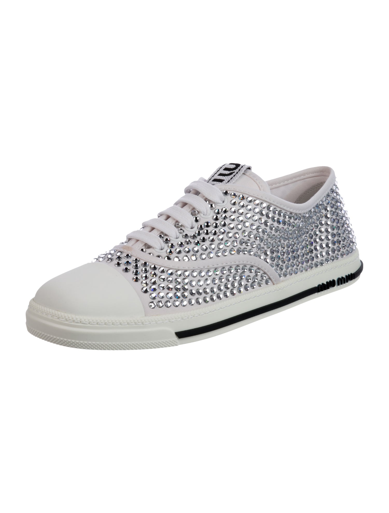 Miu Miu Canvas Crystal Embellishments Sneakers w/ Tags