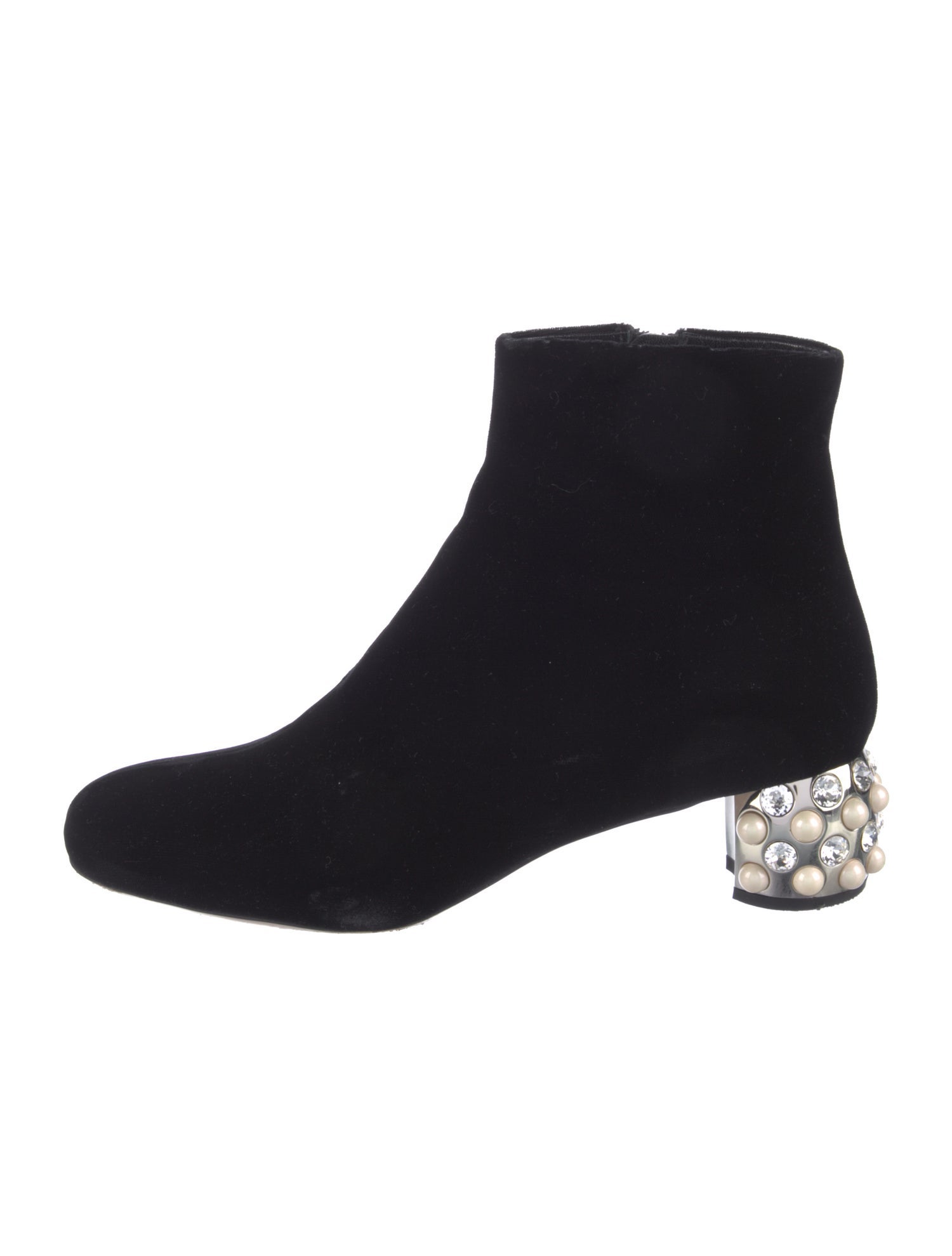 Miu Miu Velvet Crystal Embellishments Boots