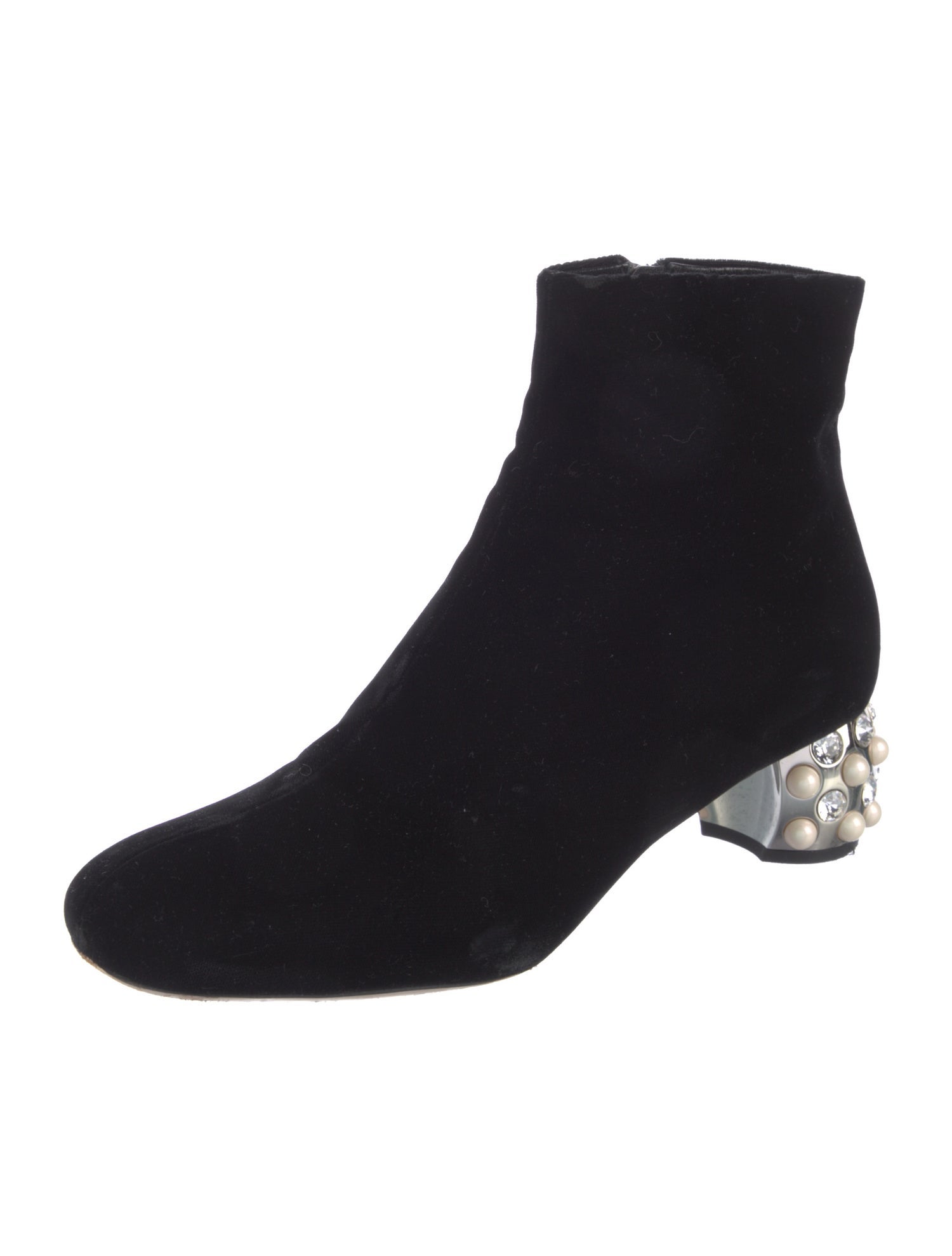 Miu Miu Velvet Crystal Embellishments Boots