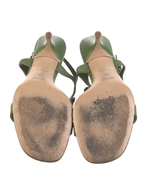 Miu Miu Leather Crystal Embellishments Slingback Sandals
