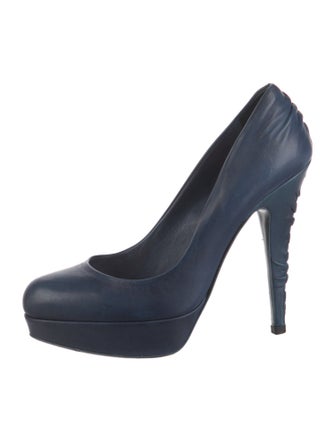 Miu Miu Leather Ruffle Embellishment Pumps