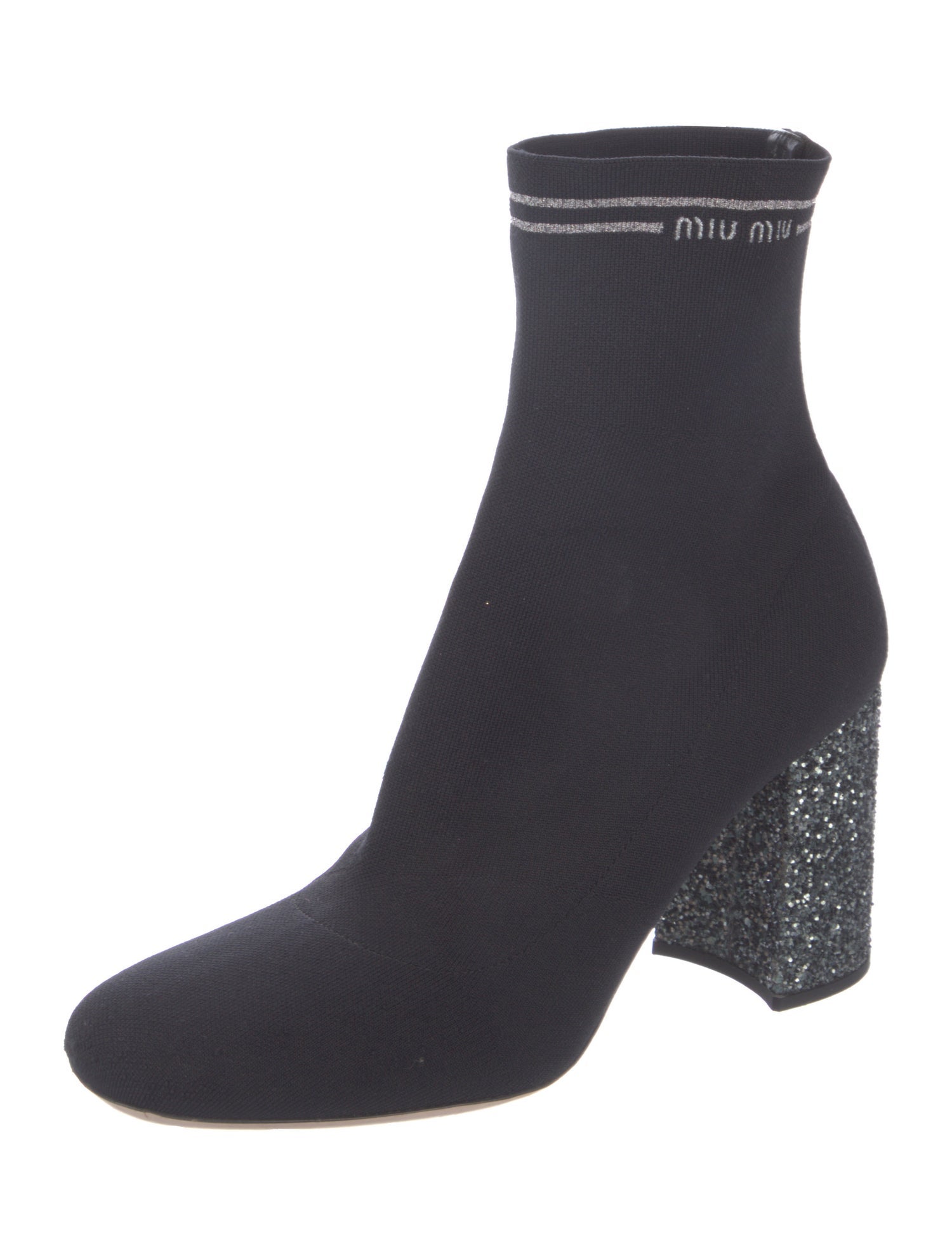 Miu Miu Glitter Accents Sock Boots