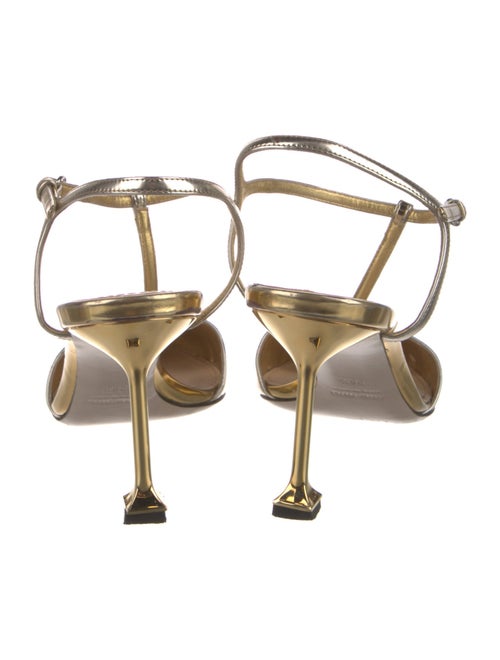 Miu Miu Patent Leather Colorblock Pattern T-Strap Pumps