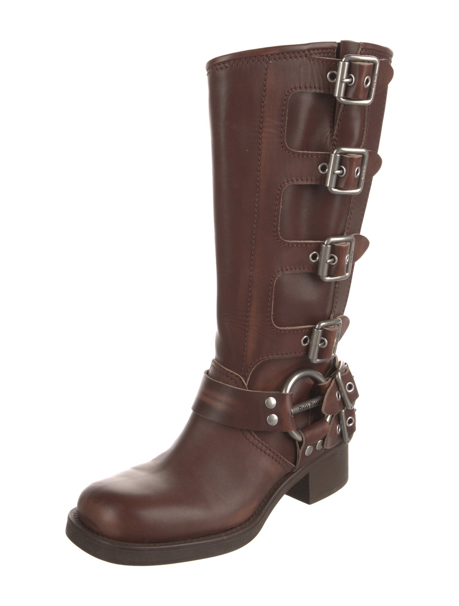 Miu Miu Leather Moto Boots
