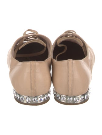 Miu Miu Leather Crystal Embellishments Oxfords