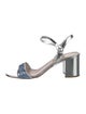 Miu Miu Leather Glitter Accents Sandals