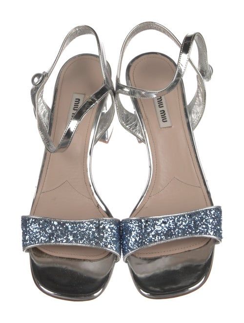 Miu Miu Leather Glitter Accents Sandals