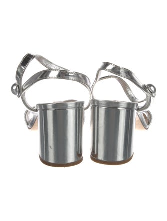 Miu Miu Leather Glitter Accents Sandals