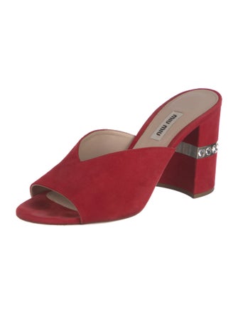 Miu Miu Suede Crystal Embellishments Slides
