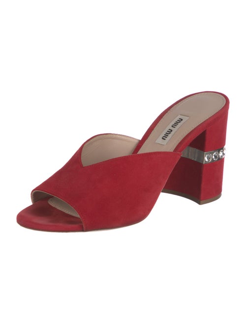 Miu Miu Suede Crystal Embellishments Slides