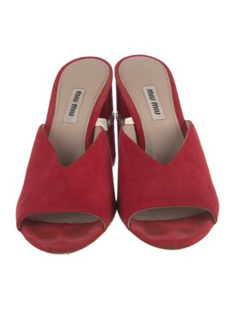 Miu Miu Suede Crystal Embellishments Slides