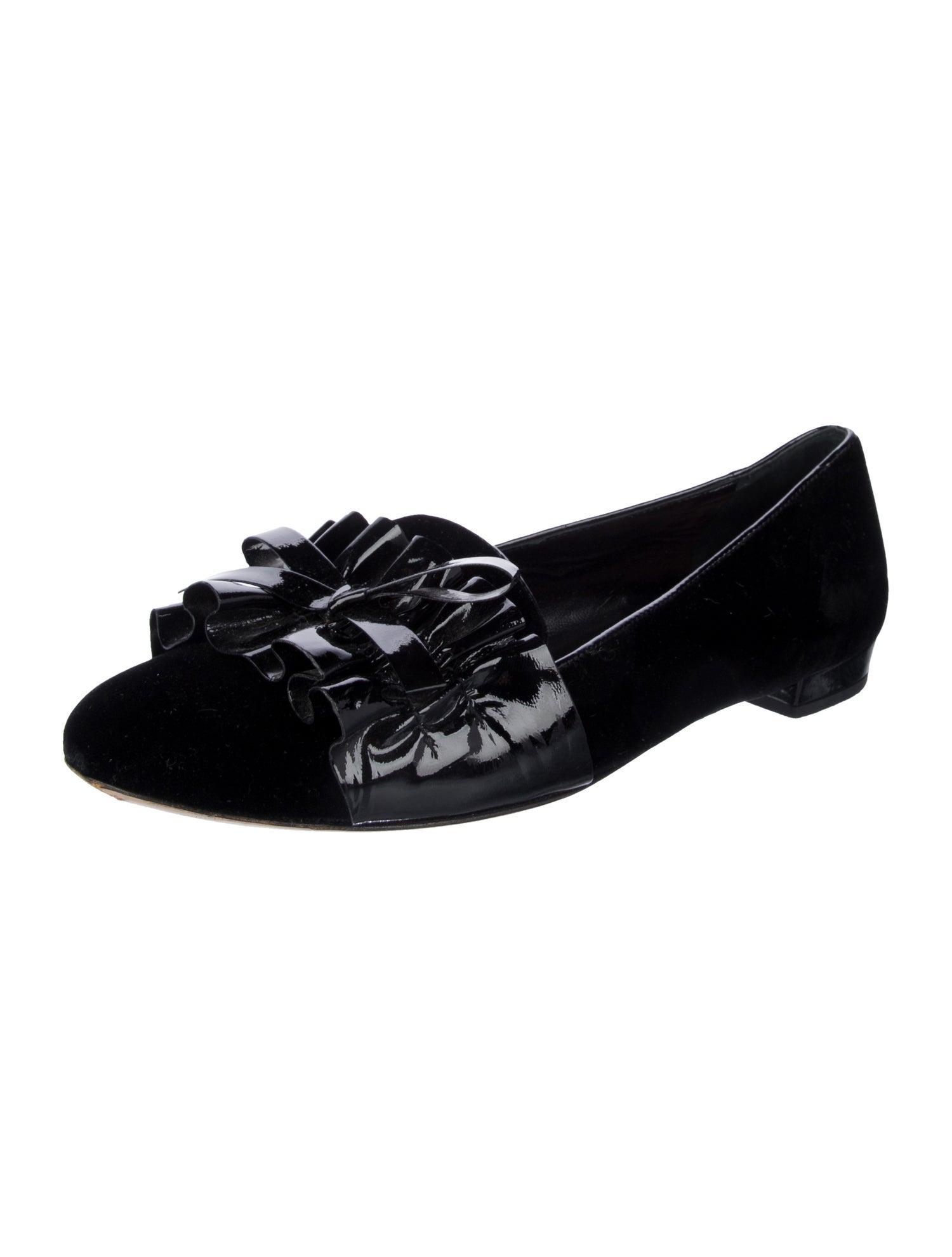 Miu Miu Velvet Bow Accents Flats