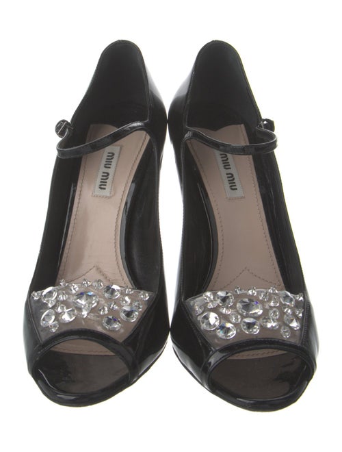 Miu Miu Patent Leather Crystal Embellishments Pumps