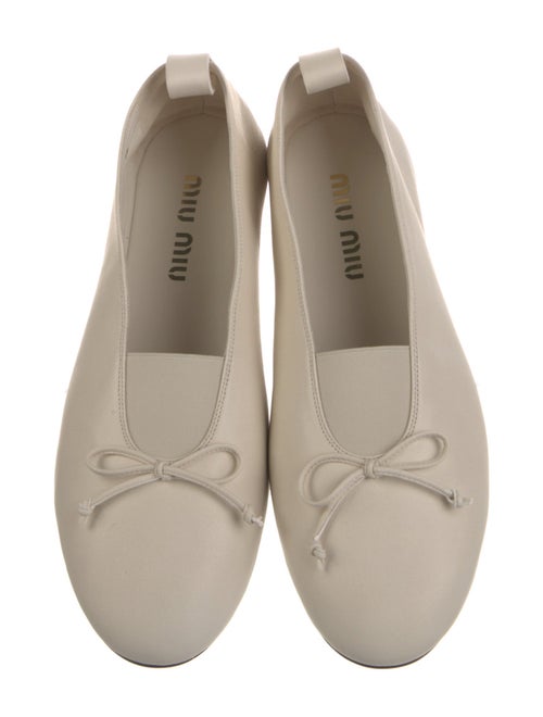 Miu Miu Leather Bow Accents Ballet Flats