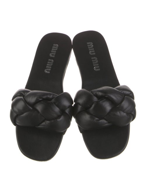 Miu Miu Leather Braided Accents Slides