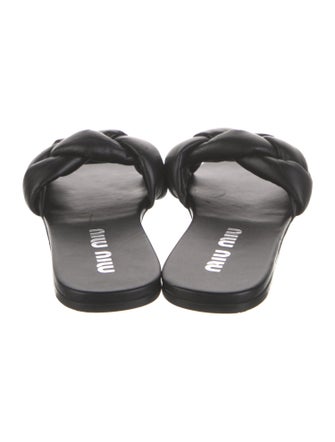 Miu Miu Leather Braided Accents Slides