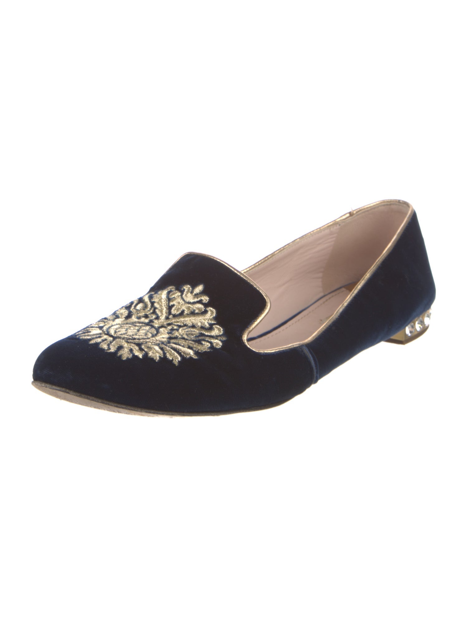 Miu Miu Velvet Crystal Embellishments Loafers