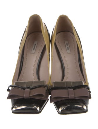 Miu Miu Patent Leather Bow Accents Pumps