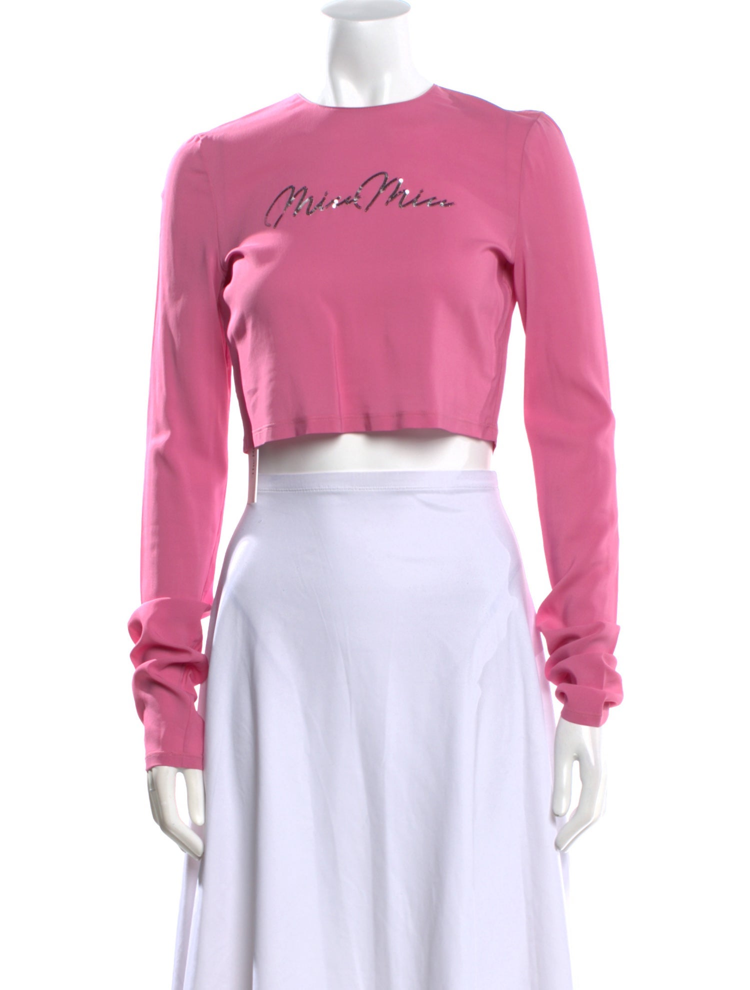 Miu Miu Script Logo Cashmere Crop Top w/ Tags