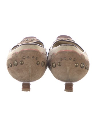 Miu Miu Suede Colorblock Pattern Pumps