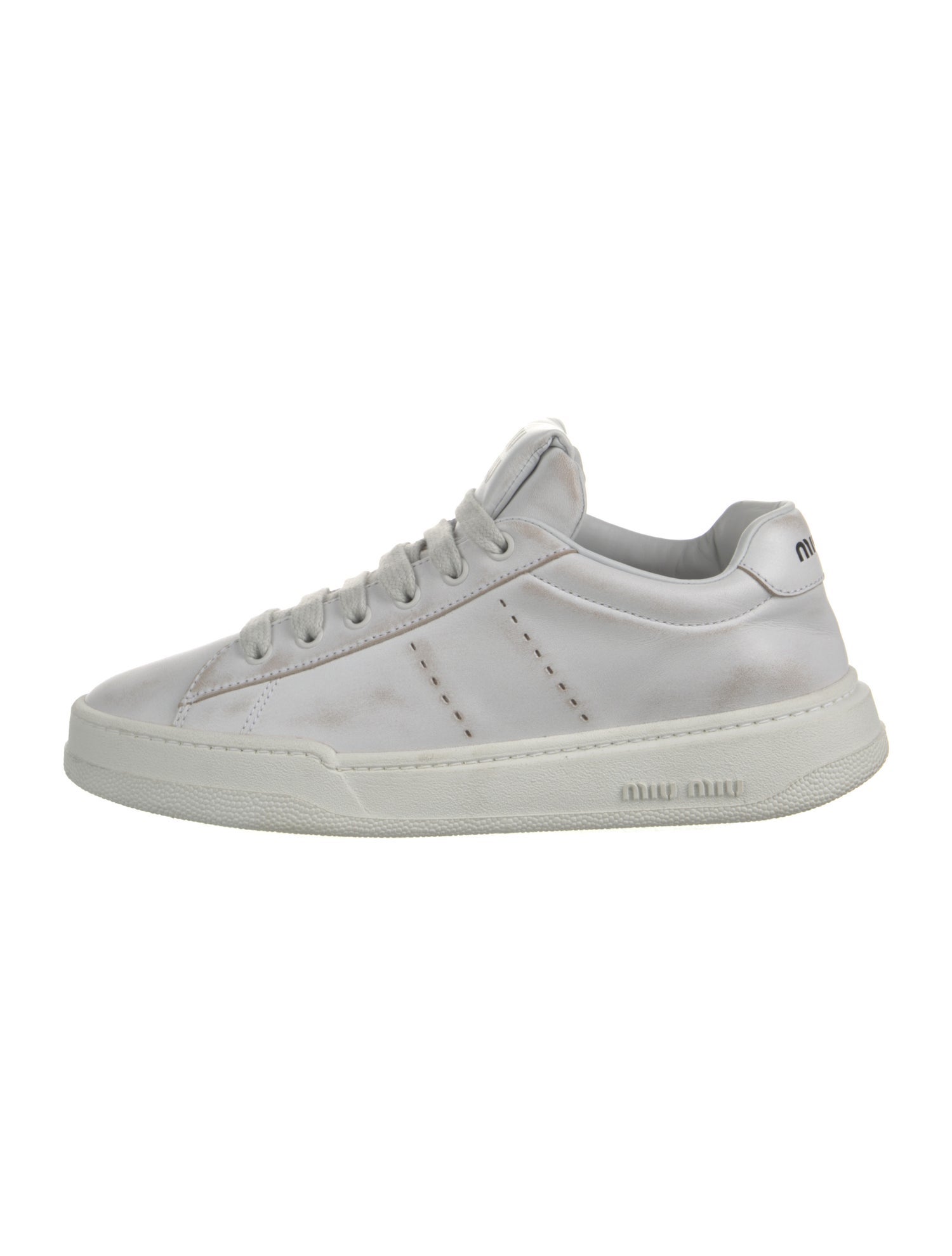 Miu Miu Leather Lasercut Accents Sneakers
