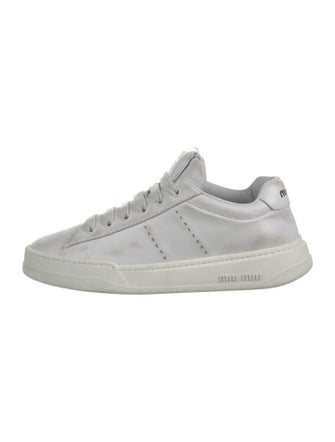 Miu Miu Leather Lasercut Accents Sneakers